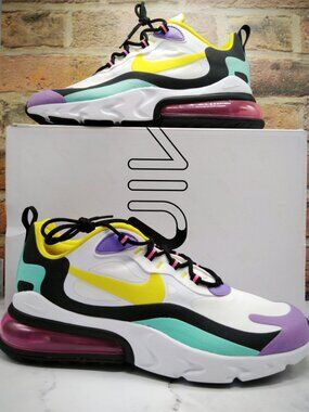 Nike Air Max 270 React Dynamic Yellow Geometric Abstract Sz 10